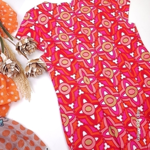 Mudpie Red Gold Embroidered Dress Sz M - Picture 10 of 16